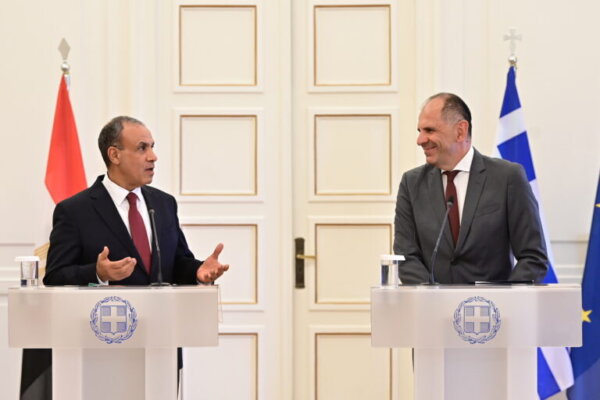 Συνάντηση του υπουργού Εξωτερικών, Γιώργου Γεραπετρίτη, με τον Υπουργό Εξωτερικών της Αιγύπτου Badr Abdelatty, στην Αθήνα, Τετάρτη 6 Αυγούστου 2025.
(ΜΙΧΑΛΗΣ ΚΑΡΑΓΙΑΝΝΗΣ/EUROKINISSI)